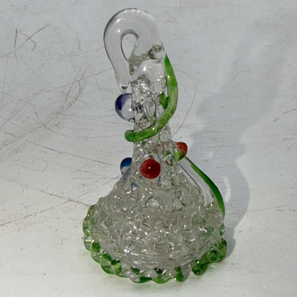 Vintage Spun Glass Christmas Ornament Green Red Blue - Picture 3 of 6